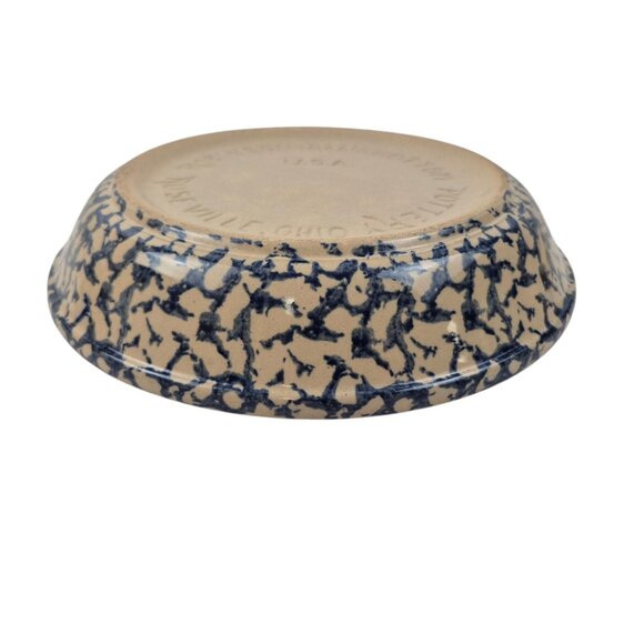 Robinson Ransbottom Spongeware Pie Plate Blue Spatter Roseville USA - Picture 8 of 10